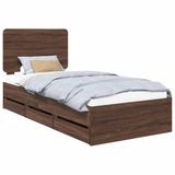 vidaXL Bedframe met lade, bruin eiken, 75 x 190 cm