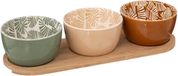 Secret de Gourmet Serveerplank voor hapjes / nootjes - 3x schaaltjes - tapas en saus schaaltjes - kleuren mix - hapjes plateau