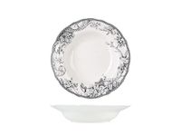 H&H Mayfair Set van 6 soepborden, porselein, grijs en wit, 22,5 cm, Engelse stijl