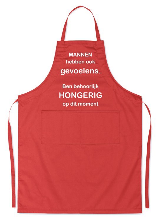 mijncadeautje kitchenware Mijncadeautje Schort - Mannen hebben ook gevoelens schort - rood