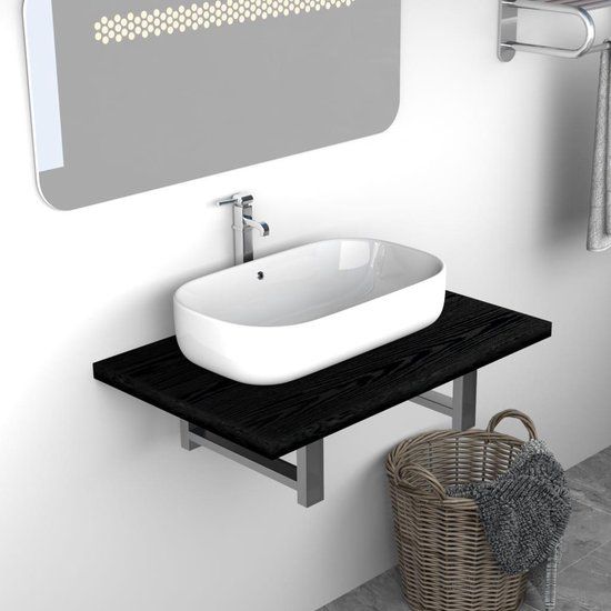 vidaXL Badkamermeubel - 60x40x16,3 cm - Zwart