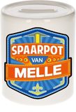 Bellatio Decorations Kinder spaarpot met naam - Melle - keramiek - met dop - wit