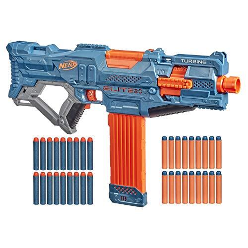 NERF Elite 2.0 Turbine CS-18 gemotoriseerde blaster, 36 officiële Nerf-darts, magazijn voor 18 darts, tactische rails, bevestigingspunt voor loop, Easy-open packaging