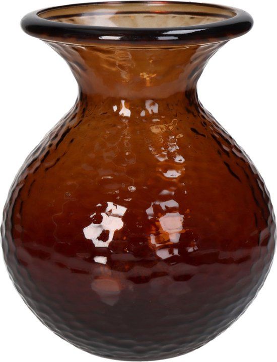 HD Collection Vaas gerecycled glas terra 15x15x18.5 cm