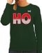Bellatio Decorations Foute Kersttrui - sweater - HO HO HO - groen - voor dames - kerstkleding / kerst outfit S