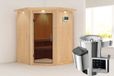 Karibu Nanja Sauna met dakrand Antracietglas Kachel 3,6 kW Externe Bediening