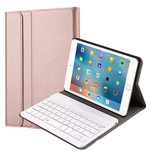 QYiD Toetsenbord Case voor iPad 10.2" 8e/7e Gen, Air 3, Pro 10.5, RoseGold