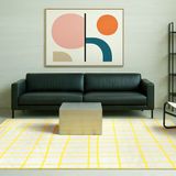 LOLA&MOI Caro Bright Yellow Vloerkleed - 200 x 280 cm - Laagpolig Tapijt - Gerecycled PET