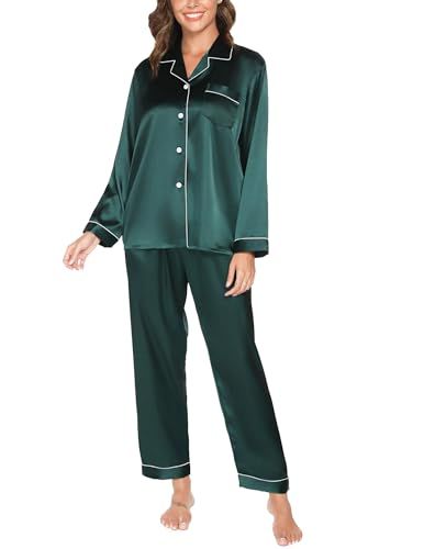 Pyjama Dames Satijnen Pyjama Set met knoopsluiting