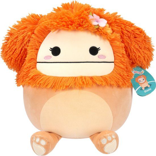 Squishmallows - Shasta Light Orange Bigfoot W/Flower Pin 30 cm Plush - Official Jazwares Plush - Super Soft Cuddle Toy