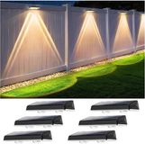 Merkloos Tuin wandlampen - Waterdichte Zonne Wandlamp Buiten IP67, 6 Stuks Zonne Buitenverlichting Wit met 3 Modi Krachtige Zonne Buitenlamp voor Yard, Tuin en Heining