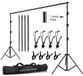SLOW DOLPHIN 10 x 10Ft Fotostudio Heavy Duty Verstelbare Mousseline Achtergrond Stand Achtergrond Ondersteuning Systeem Kit voor Fotografie met Draagtas 8 Stks Clip Klemmen