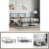 vidaXL Bedframe met hoofd- en voeteneinde metaal zwart 120x200 cm