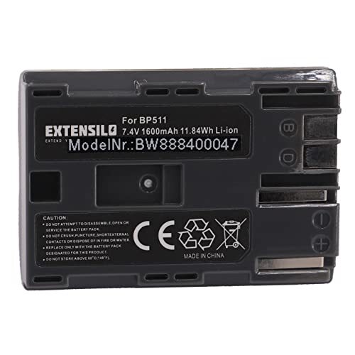 EXTENSILO Batterij compatibel met Canon MV750i, MVX100i, MVX150i, MVX1, MVX1i, MVX2i camera, DSLR (1600 mAh, 7,4 V, Li-Ion)