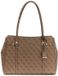 GUESS Leona Logo 2 Compartment Tote Bag Latte Logo Lichtbruin