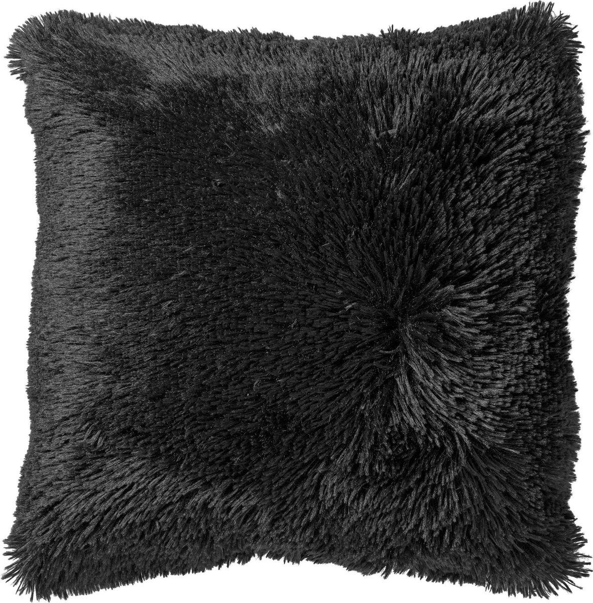 Dutch Decor FLUFFY - Kussenhoes - 45x45 cm - Raven - Zwart