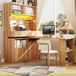 MODFU Hoge Kast-Schrijfbureau-Bartafel-LED-App-Glastüren-Pegboard-Natuurbruin