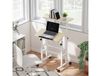 HOMCOM bureau assis debout bureau réglable en hauteur 60 x 60 cm à roulettes avec plateau inclinable cadre en métal naturel