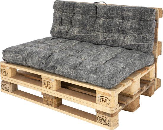 Buitengewoon de boet Bol Set van 2 palletkussens grijs, 118x79 cm, gemaakt van katoen