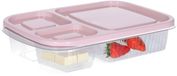 Storage Solutions Vershoudbakje/lunchbox - luchtdicht - 3 vakjes - lichtroze