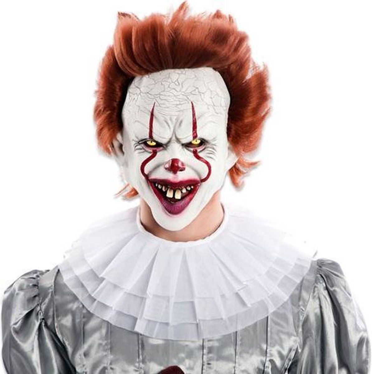 Witbaard Halloween Masker Duivelse Clown - Rubber - Wit/Rood - EAN: 8423667141343