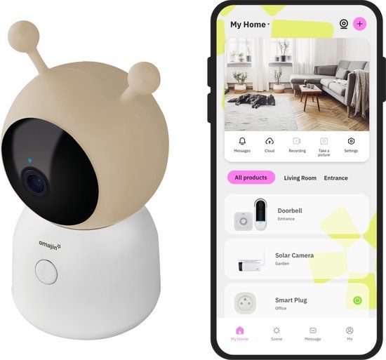 omajin by Netatmo OBC-01-EU baby-videomonitor Wi-Fi/Ethernet Beige, Zwart, Wit