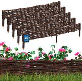 KOTARBAU® 5 st Bloembedrand, Wilgenhouten Hek, Beeteinfassing, 100 x 10 cm, Bruin