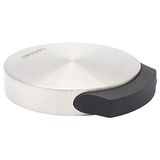 WAGNER Design vloer deurstopper SCREW OR GLUE/schroef of lijm - diameter Ø 90 x 99 x 17 mm, geborsteld metaal, inox look, thermoplastisch rubber, designprijs - 15512111