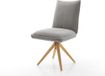 DELIFE Chaise de salle à manger Lelio-Flex cadre en bois angulaire naturel tissu doux avec structure gris pivotant à 360° noyau à ressorts ensachés
