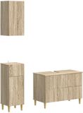 vidaXL - 3-delig - badkamerkast - set - DELFT - Sonoma - Eiken - Bewerkt - hout