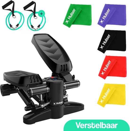 Hulser Stepper met display - Verstelbare weerstand - Met lange weerstandsband set 5-delig