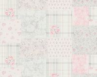 A.S. Création PATCHWORK BLOEMEN BEHANG | Landelijk - grijs rood wit
