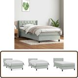 vidaXL Boxspring met matras fluweel lichtgrijs 80x210 cm
