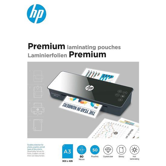 HP 9126 Premium Lamineerfolies A3 - Lamineerhoezen - Glanzend - 80 Micron - 50 Stuks