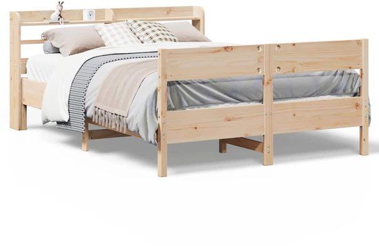 vidaXL Bedframe massief grenenhout 135x190 cm naturel