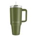 IronMaxx Cup met handvat, olijfgroen, 1,2 liter, met rietje en slank modern design van roestvrij staal, lekvrij deksel en dubbelwandige isolatie, houdt warm en koud