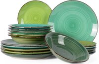 Cookinglife Serviesset Delice Groen 18-delig - 6 Personen - Aardewerk - Vaatwasser- en Magnetronbestendig