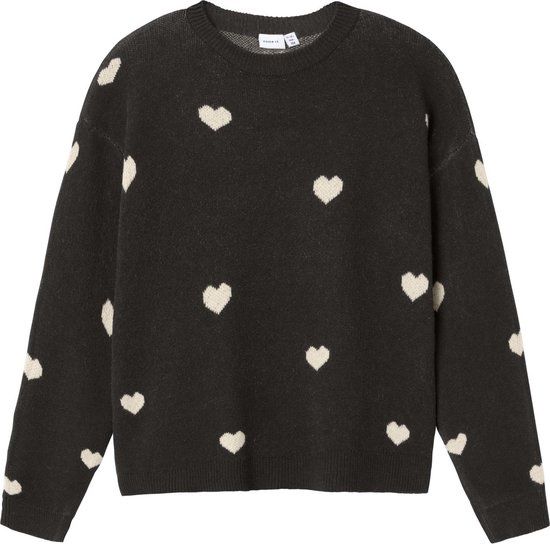 NAME IT NKFODESSA LS KNIT BF Meisjes Trui - Zwart - Maat 122/128