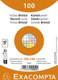 Exacompta 20x Pak 100 steekkaarten onder krimpfolie - Bristol geruit 5x5 niet geperforeerd 105x148mm - Geassorteerd