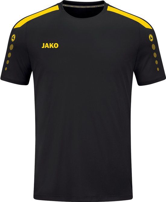 JAKO Shirt Power - Korte Mouw - Zwart/Geel - Maat XXL