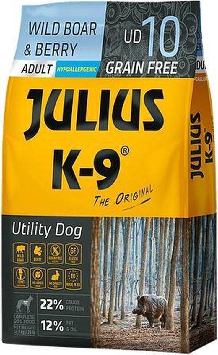 JULIUS K9 - Hondenvoer - Graanvrij - Hypoallergeen - Wild Boar&Berry - 3kg