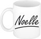 Noelle Naam mok - beker - met sierlijke letters - wit