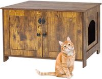 Relaxdays Kattenkast voor kattenbak - 46x78,5x44,5cm - met slot - donkerbruin