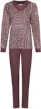 Pastunette Premium - Lunar Lines Pyjama - Katoen/Modal - Paars - Maat 46