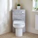 Hudson Reed Cluo WC-Ombouw Hoekmontage Moderne Beton Gris avec Réservoir, Covelly Toilette Debout et Bouton de Chasse d'Eau Chromé