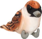 Uni Toys Knuffeldier Huismus vogel - zachte pluche stof - bruin - 10 cm