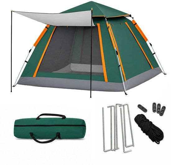 Merkloos Relaxdays Kampeertent 240x155x240 cm Donkergroen