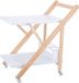 Relaxdays Serveerwagen van bamboe, keukenwagen, flessenhouder, rolwagen 2 planken, HBT: 70x44x39,5 cm, wit-naturel