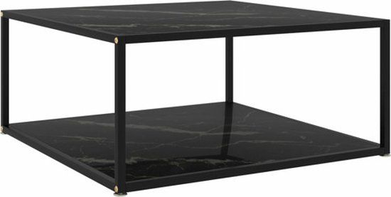 vidaXL Salontafel 80x80x35 cm gehard glas zwart
