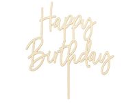 Houten taartdecoratie "Happy Birthday", 16,5 cm